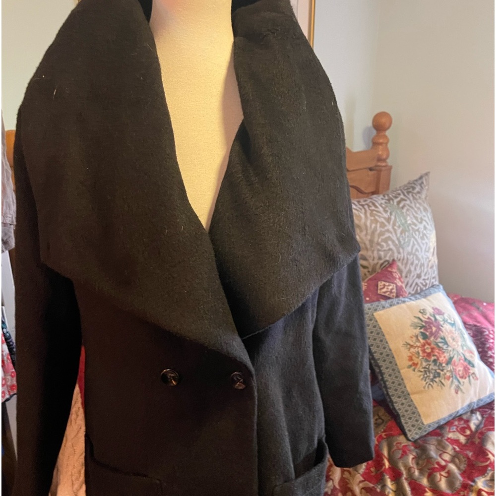 Religion Long Black Coat Oversized Collar One Button Size S/10/38